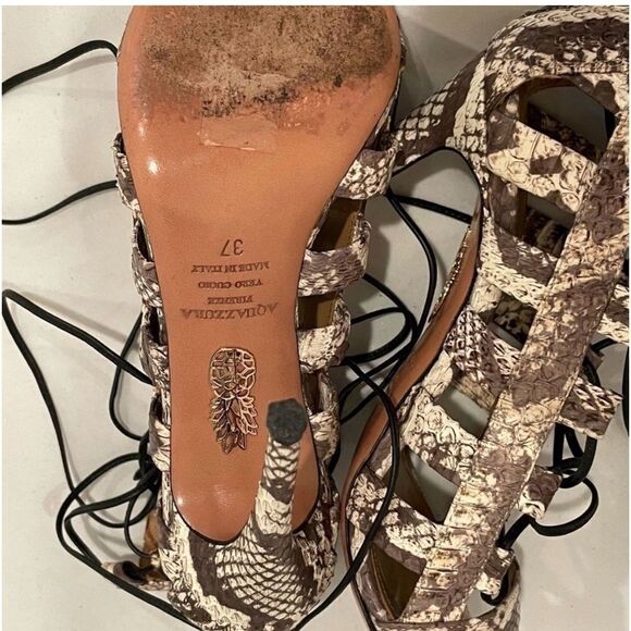 AQUAZZURA FIRENZE Gladiator - Snakeskin print stiletto heels - Picture 4 of 15